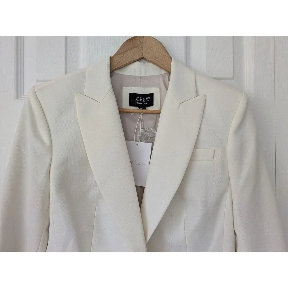 J. Crew Alexandra Blazer in Wool Blend Twill Size 2 Ivory NWT $398 CI380